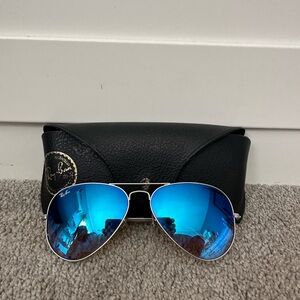Ray-Ban Silver and Blue Aviator Sunglasses